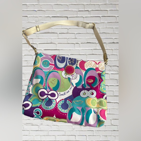 Coach Poppy Pop C Graffiti Tote Messenger Crossbody Purse - Picture 1 of 13